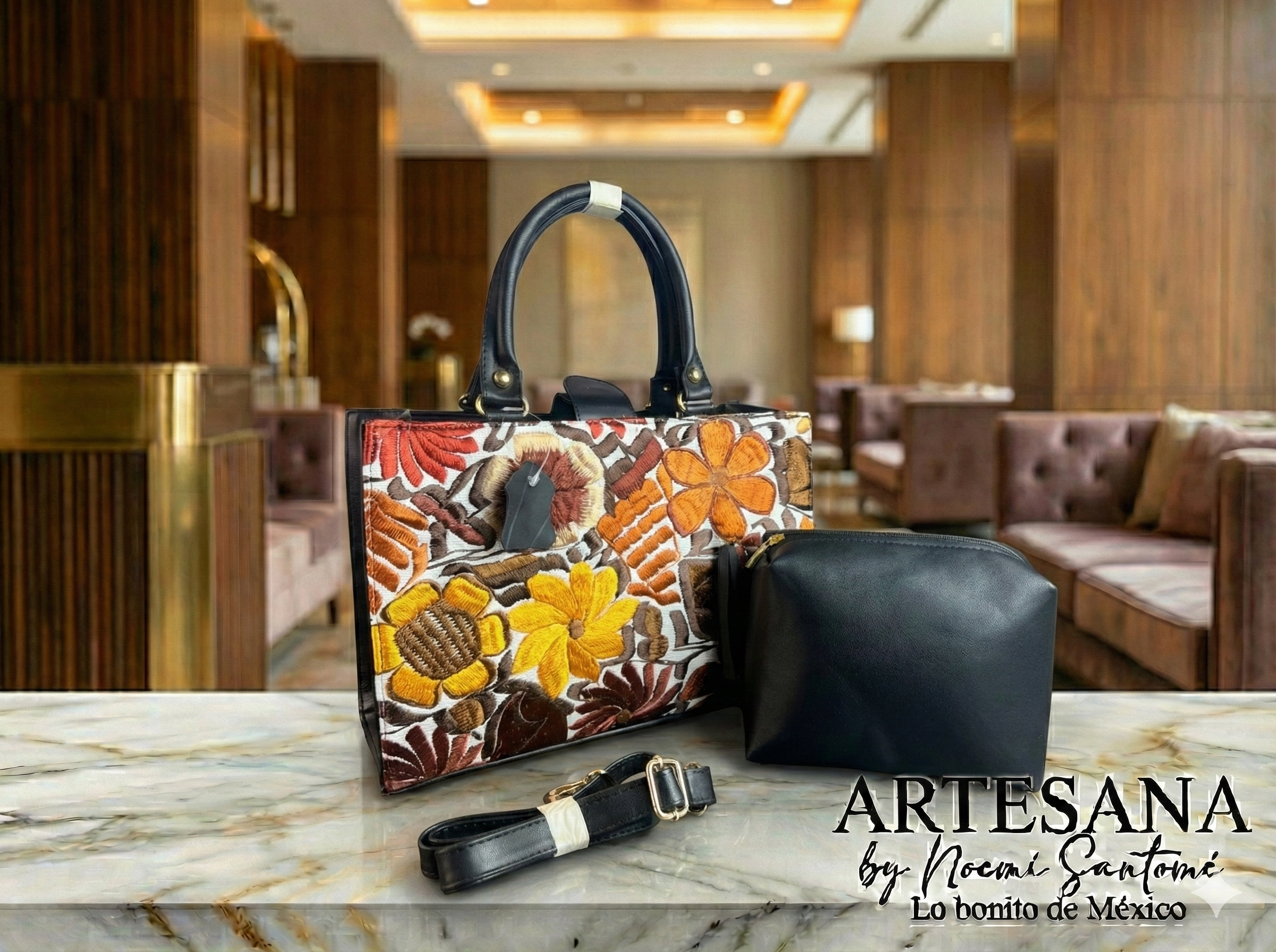 Duo de bolso bordado chiapaneco de colores