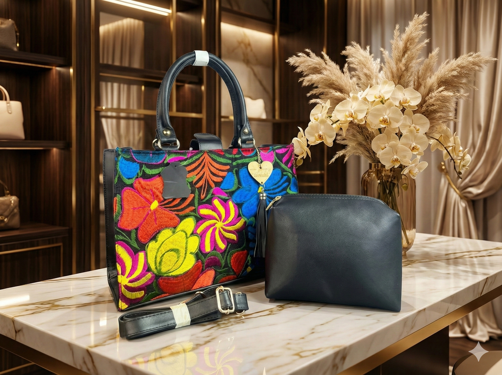 COMBO BORDADO A MANO EN PIEL