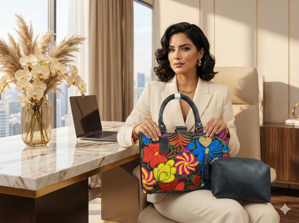 COMBO BORDADO A MANO EN PIEL