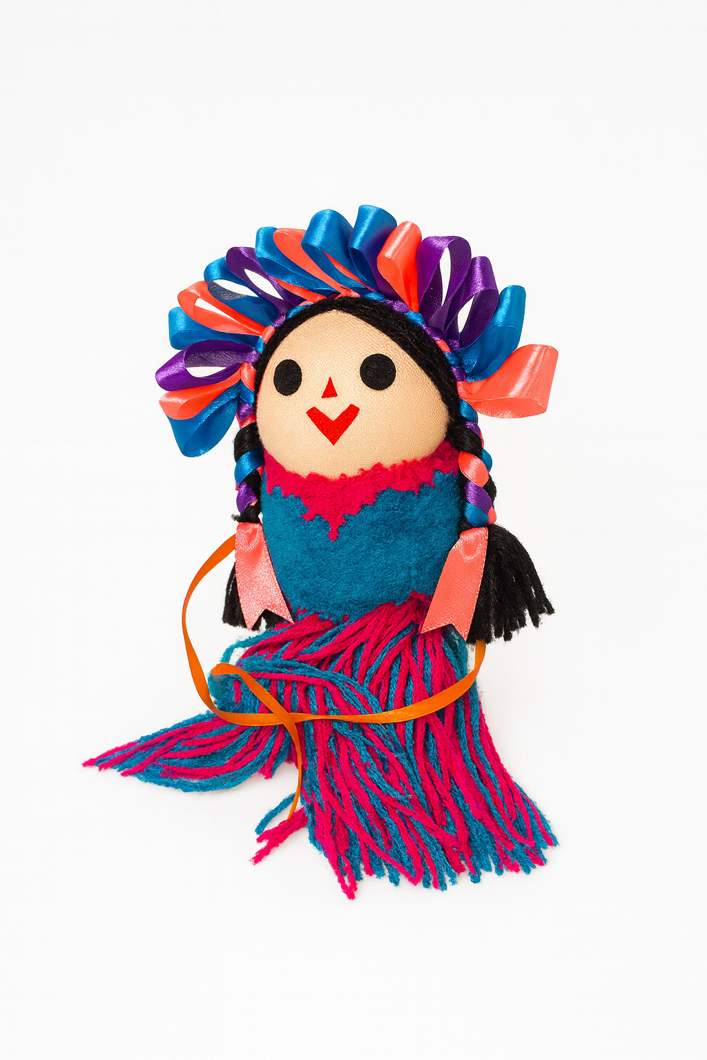 Llavero Muñeca Otomí - Verde con Rosa y Negro. *No incluye la bolsa