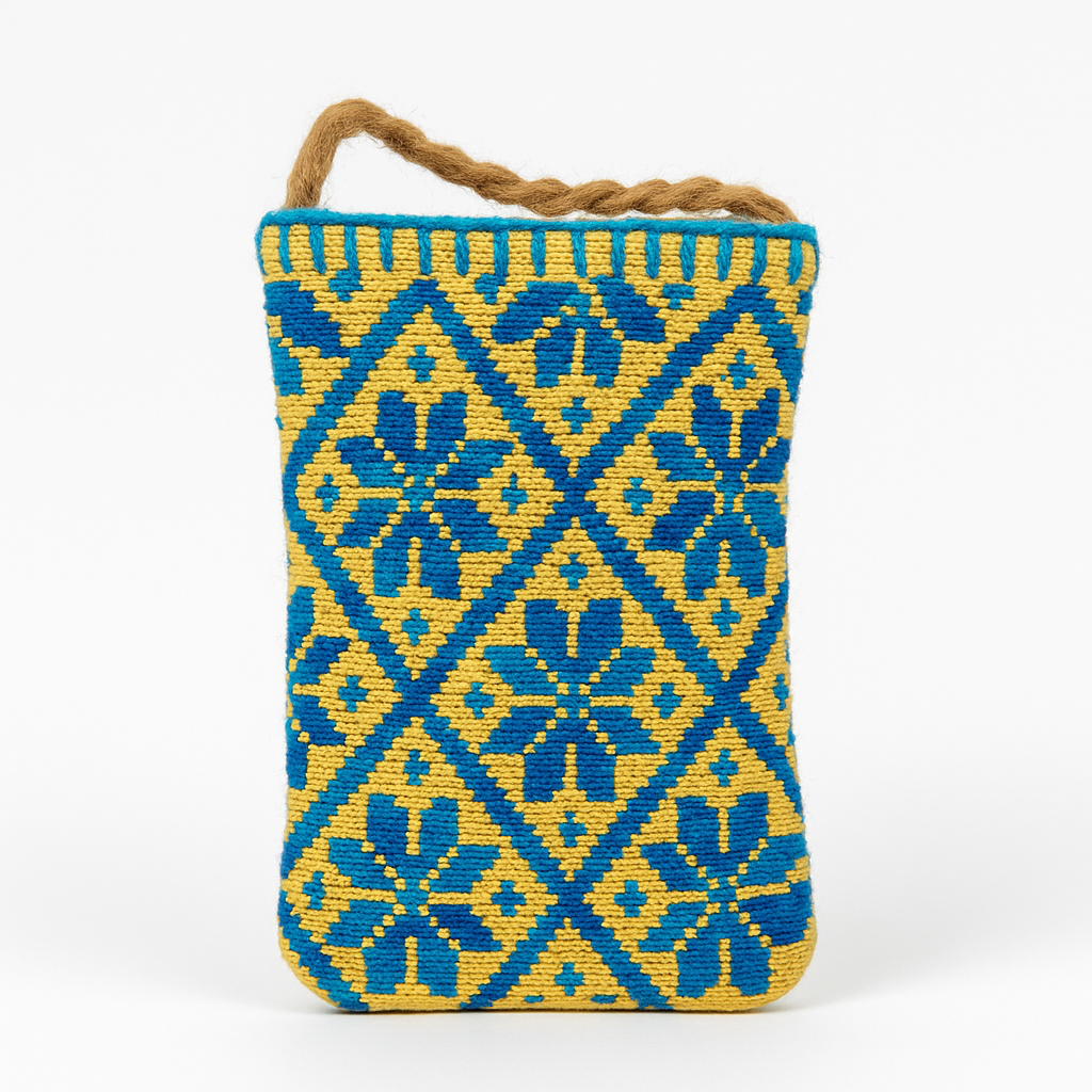 Porta Celular Tejido Mazahua - Amarillo con Azul